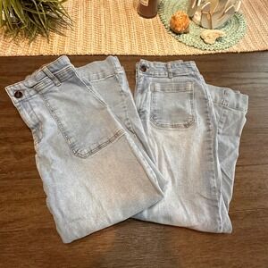 Bundle of 2 Bagatelle Wide Leg Cropped Ankle Cotton Stretch Jeans Denim Light 29
